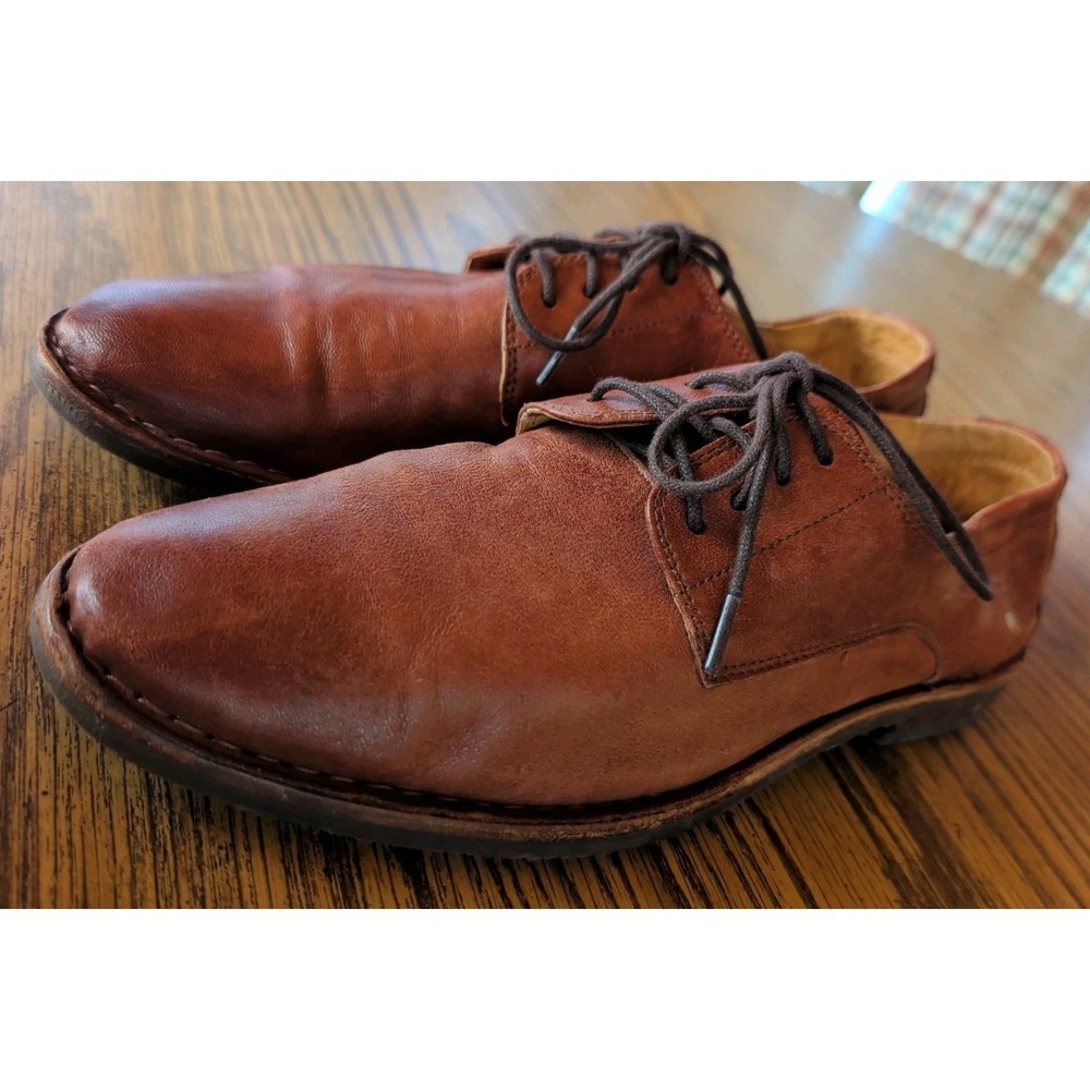 Women's Trask Soft Leatherโ Brown Lace Up Loafers Shoes Size 9.5 M Distressed